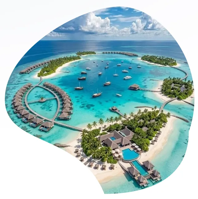 Aerial view of a Maldives atoll