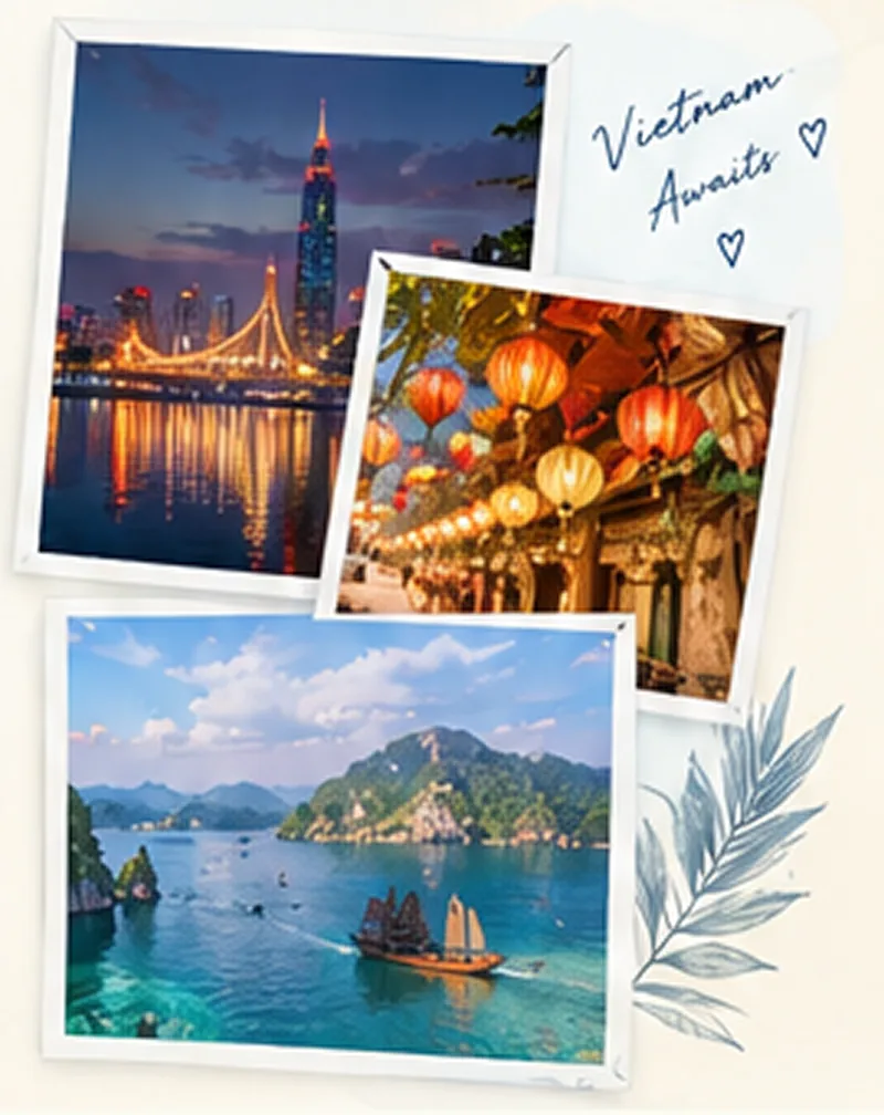 Vietnam Awaits – Ho Chi Minh City skyline, Hoi An lanterns and Ha Long Bay