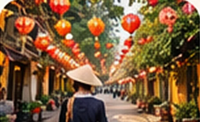 Lantern-lit street in Hanoi