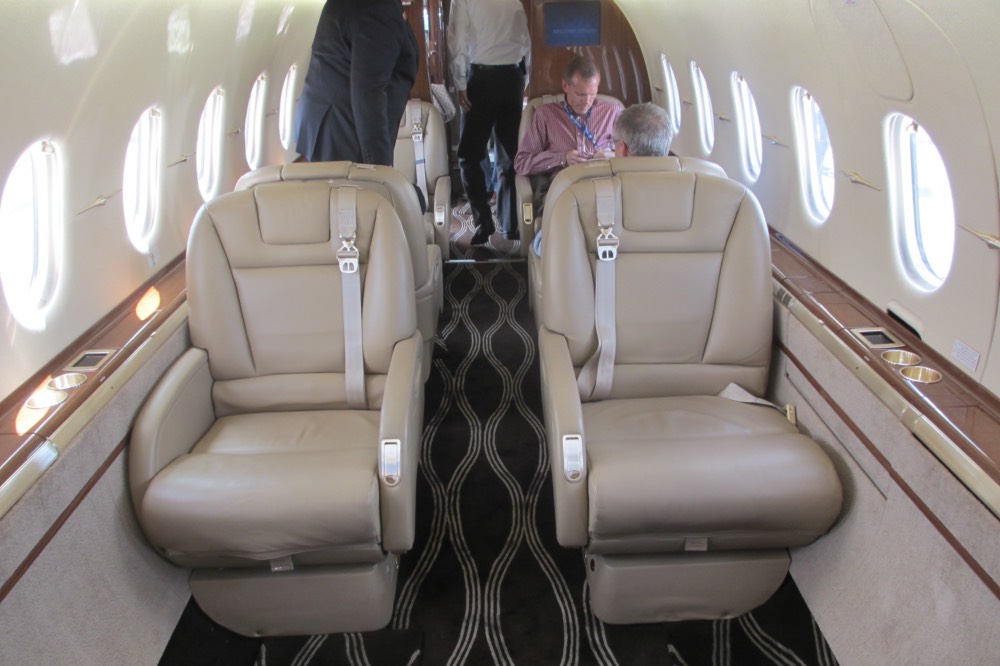Private jet cabin interior